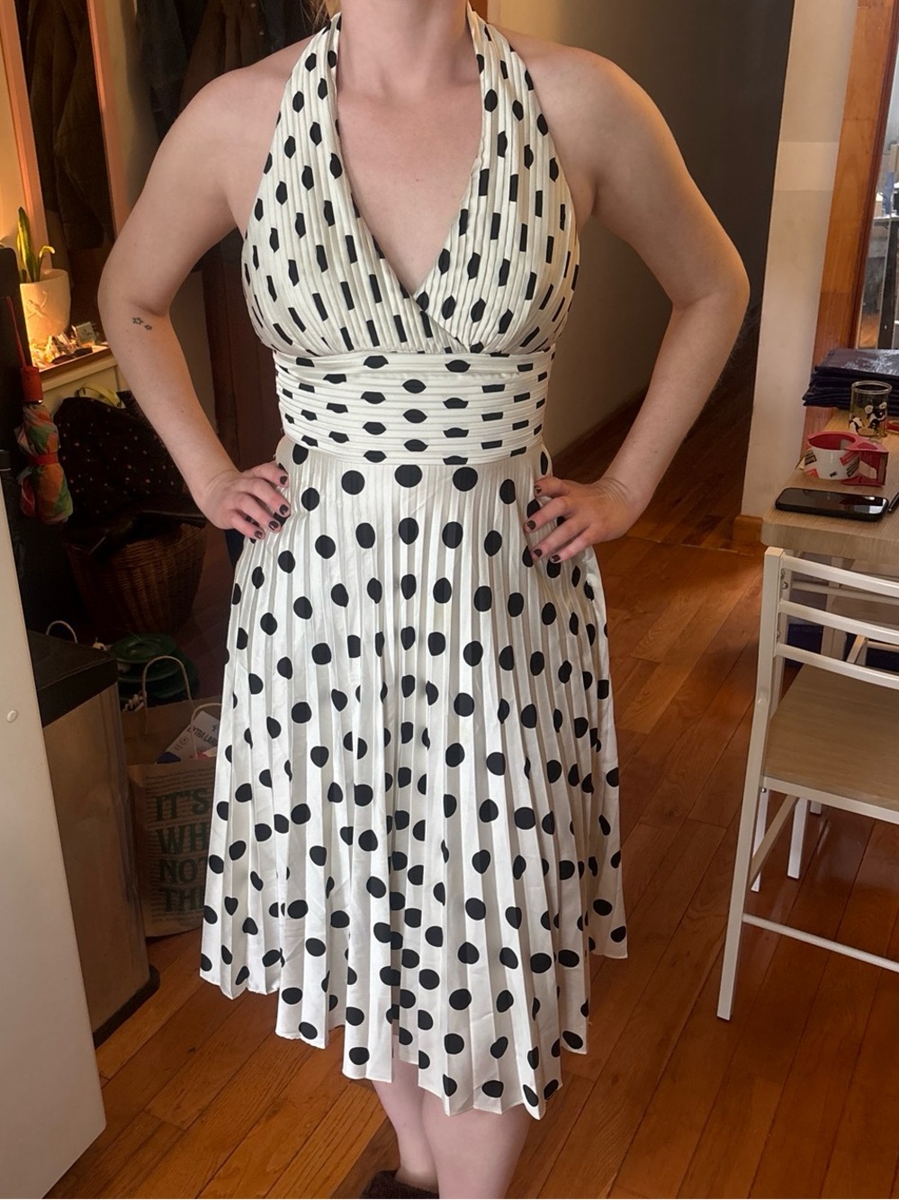 Betsey Johnson Retro Black and White Halter Dress